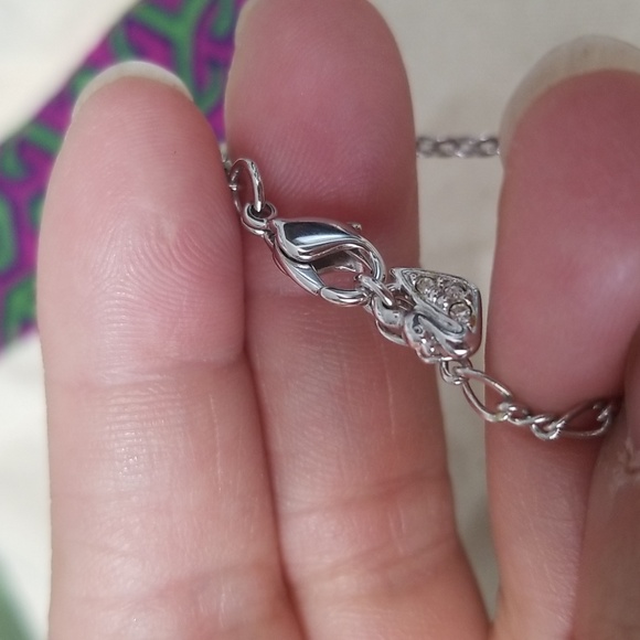 Authentic Swarovski Puffy Sweetheart Lock N Key Silver Tone Necklace - Picture 8 of 12